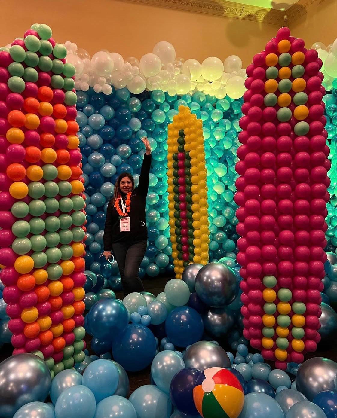 Large multicolor balloon installation for a special event